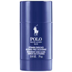 Ralph Lauren Polo Blue deodorant stick front view, compact 2.6 oz, daily use.