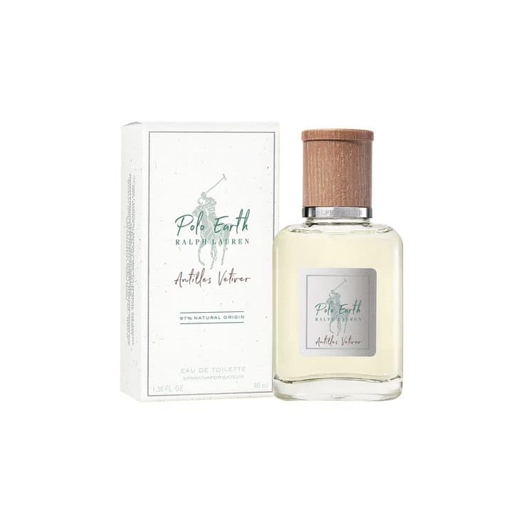 Ralph Lauren Polo Earth Antilles Vetiver cap closeup, easy to grip for on-the-go use.