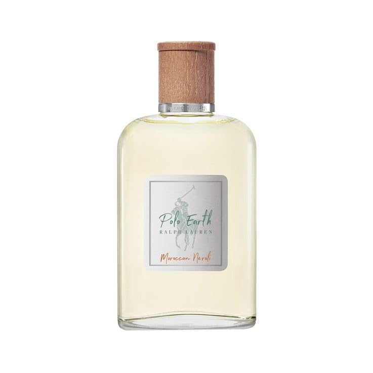 Ralph Lauren Polo Earth bottle showing Moroccan neroli notes for refreshing daytime wear.