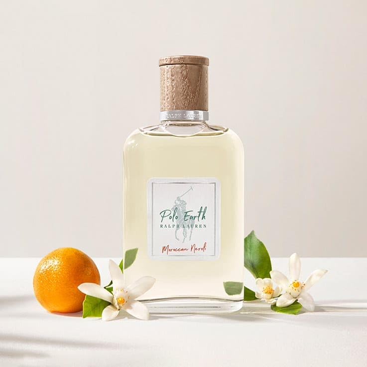 Ralph Lauren Polo Earth close-up highlighting neroli and bergamot for a citrus-forward aroma.