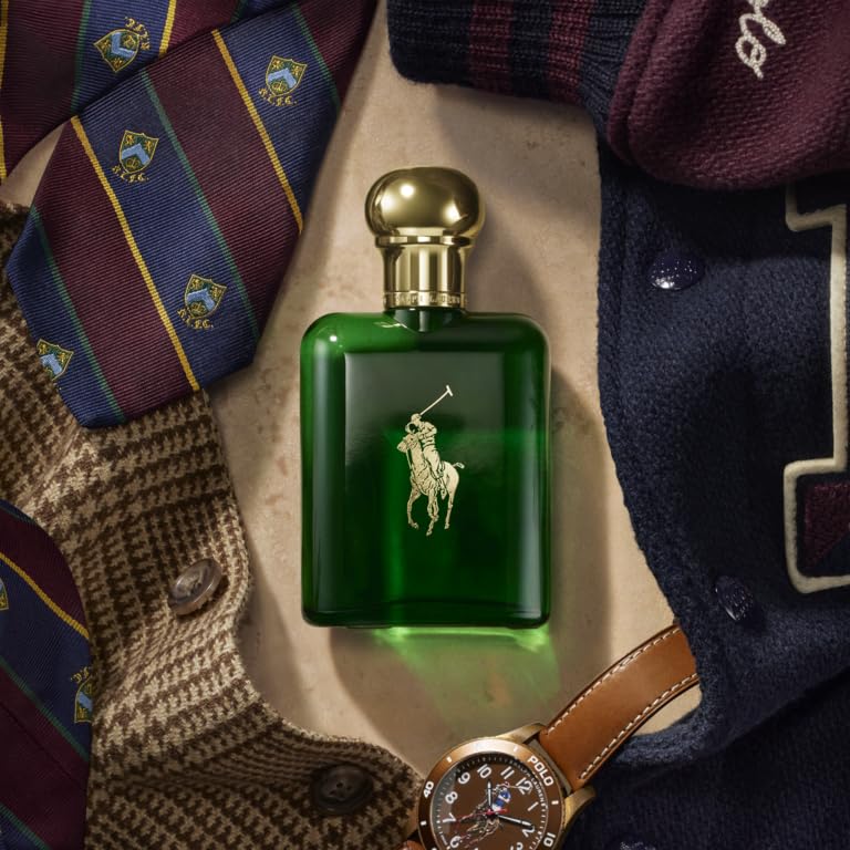 Ralph Lauren Polo patchouli-earthy tone close-up signals depth.