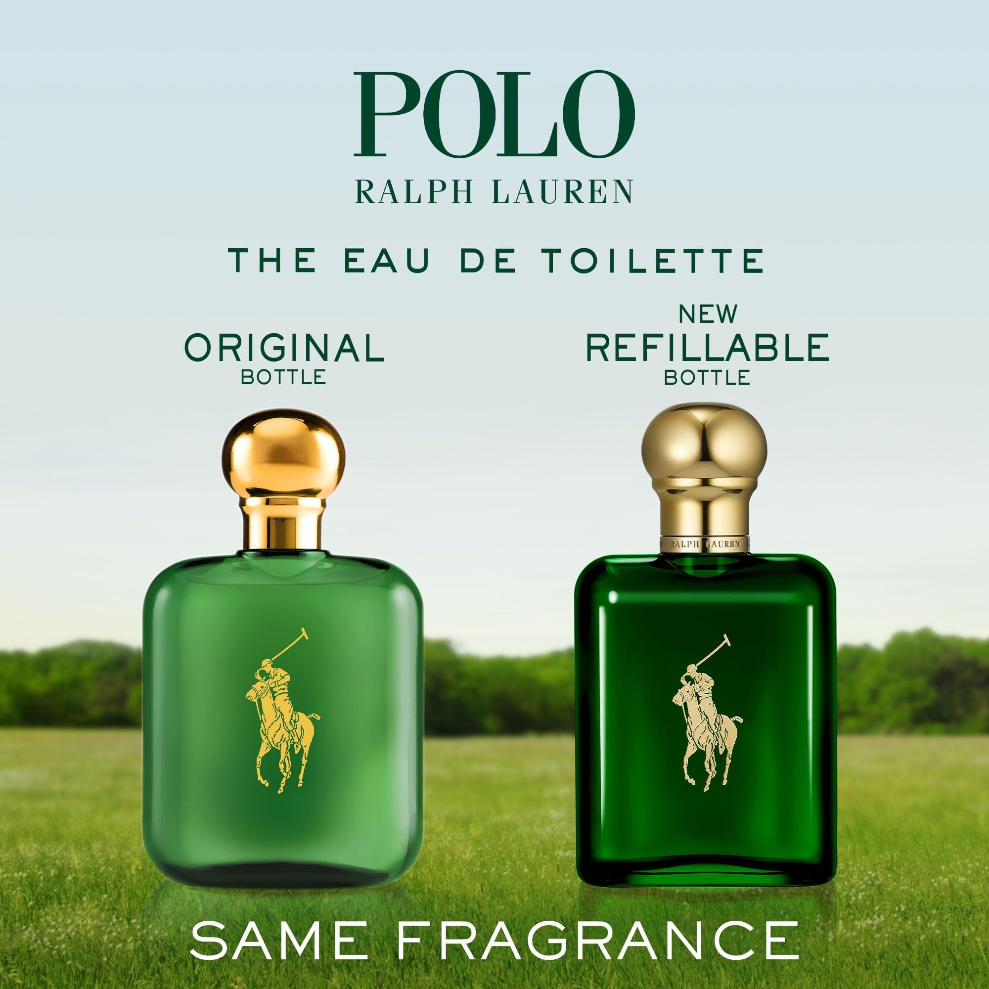 Ralph Lauren Polo pine-note close-up suggests fresh, outdoorsy vibe.