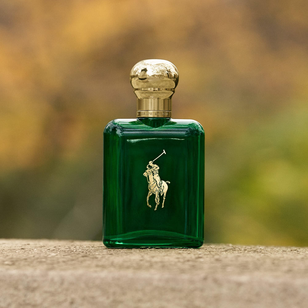 Ralph Lauren Polo spray-on pulse-points demonstrates easy application.