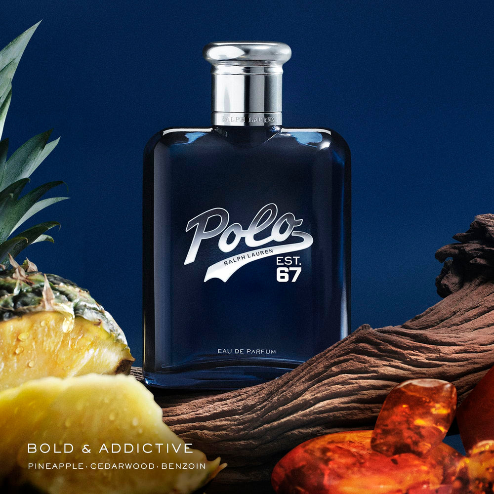 Ralph Lauren Polo 67 bottle side angle, sleek design and versatile appeal.