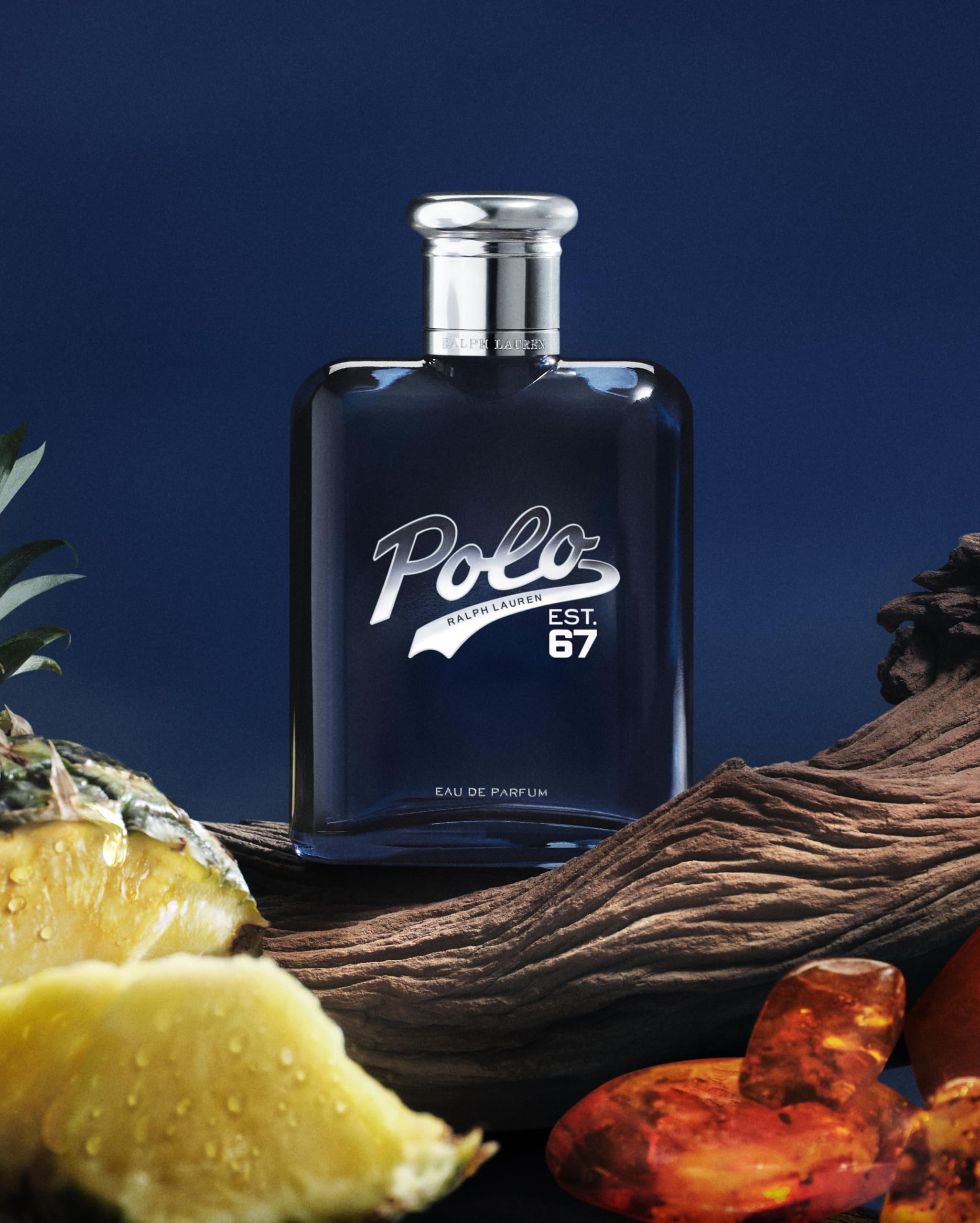 Ralph Lauren Polo 67 side bottle highlights sleek design for premium styling.