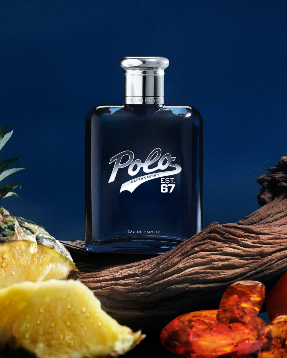 Ralph Lauren Polo 67 side bottle highlights sleek design for premium styling.