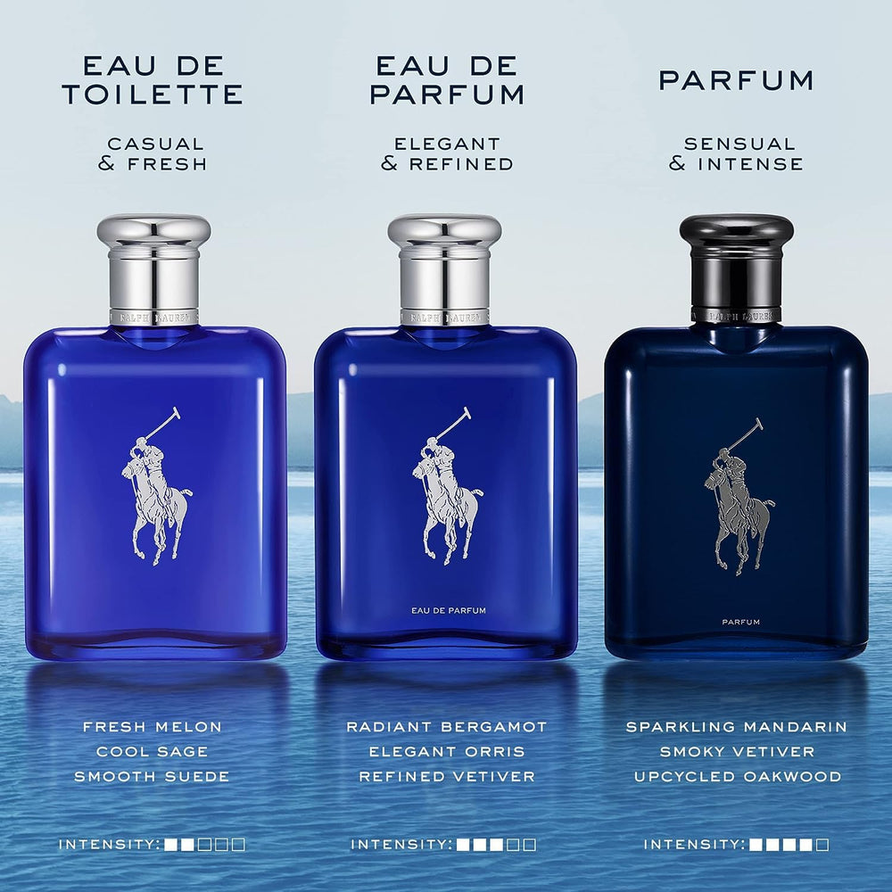 Ralph Lauren Polo Blue Parfum Mandarin sparkle highlights bright citrus opening.