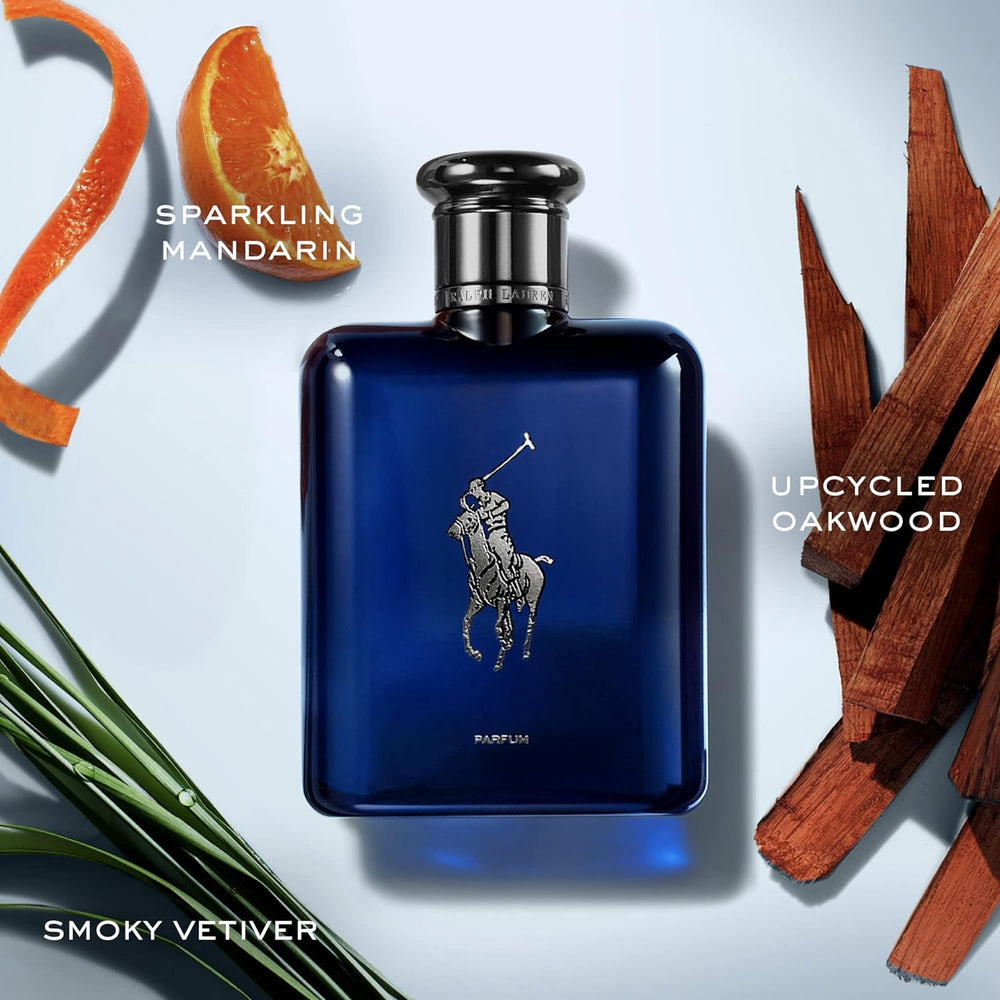 Polo Blue Parfum refill cap reveal, emphasizing eco-friendly refill process.