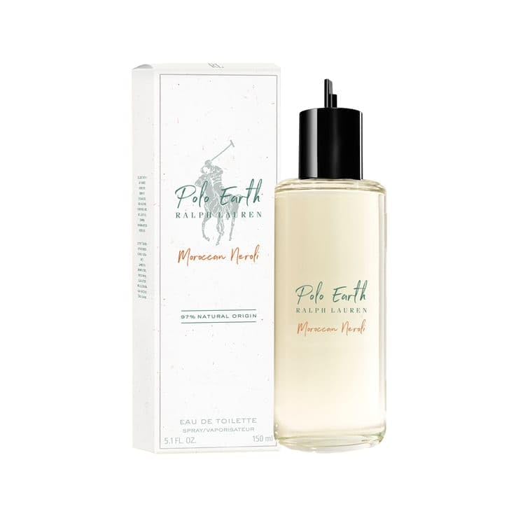Ralph Lauren Polo Earth bottle on a bright surface with neroli and sage hints for daytime wear
