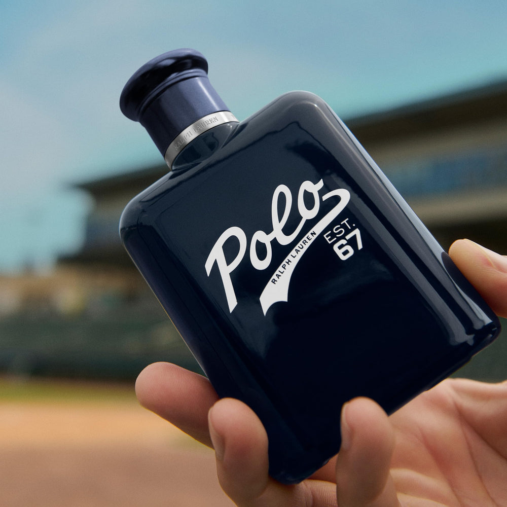 Close-up of Polo 67 label and cap highlighting premium finish.