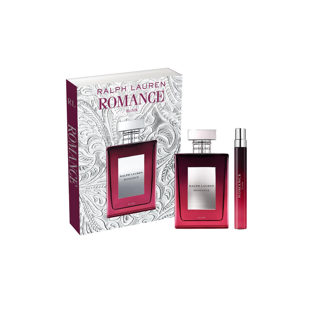 Ralph Lauren Romance Elixir bottle close-up, evening fragrance with rose heart.