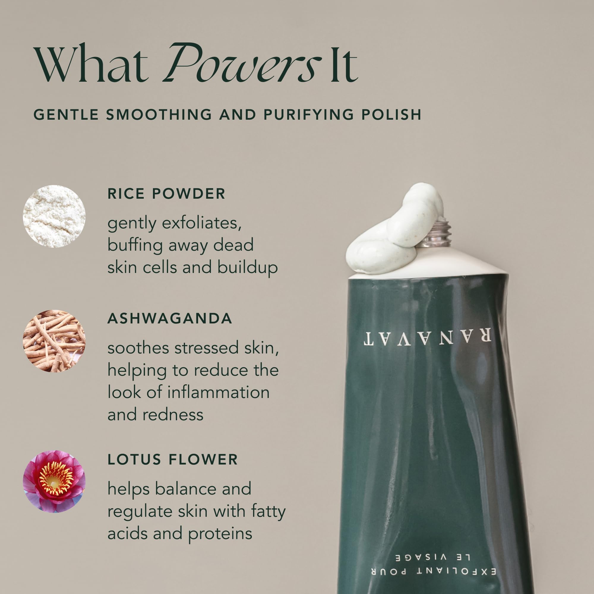 RANAVAT Balance Face Scrub application swatch demonstrates even texture and gentle polish