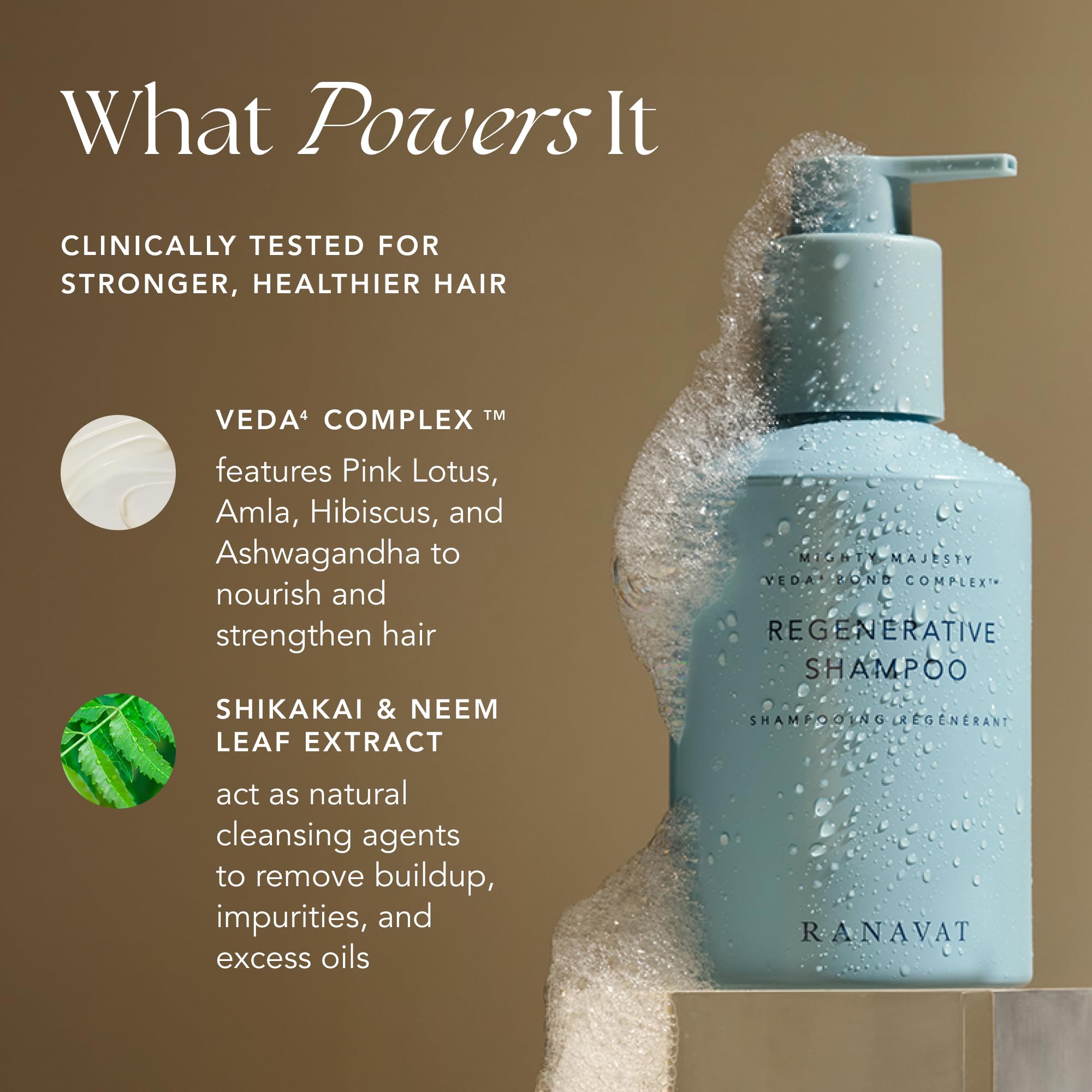 RANAVAT BOTANICS Bond Shampoo close-up highlights bond-repair insights in a clinical context