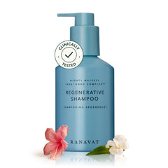 RANAVAT BOTANICS Regenerative Veda⁴ Bond Shampoo bottle highlighting scalp-clearing formula for healthier roots