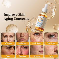 ranmeli Vitamin C Serum hyaluronic acid graphic emphasizes hydration and plump skin