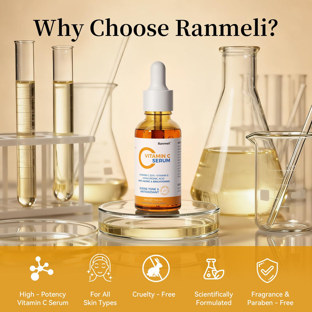 ranmeli Vitamin C Serum packaging display suggests budget-friendly skincare routine