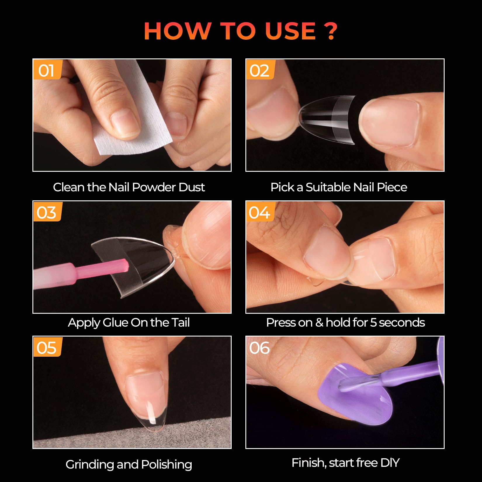 Ranrose 240-piece nail tips set for versatile DIY projects.