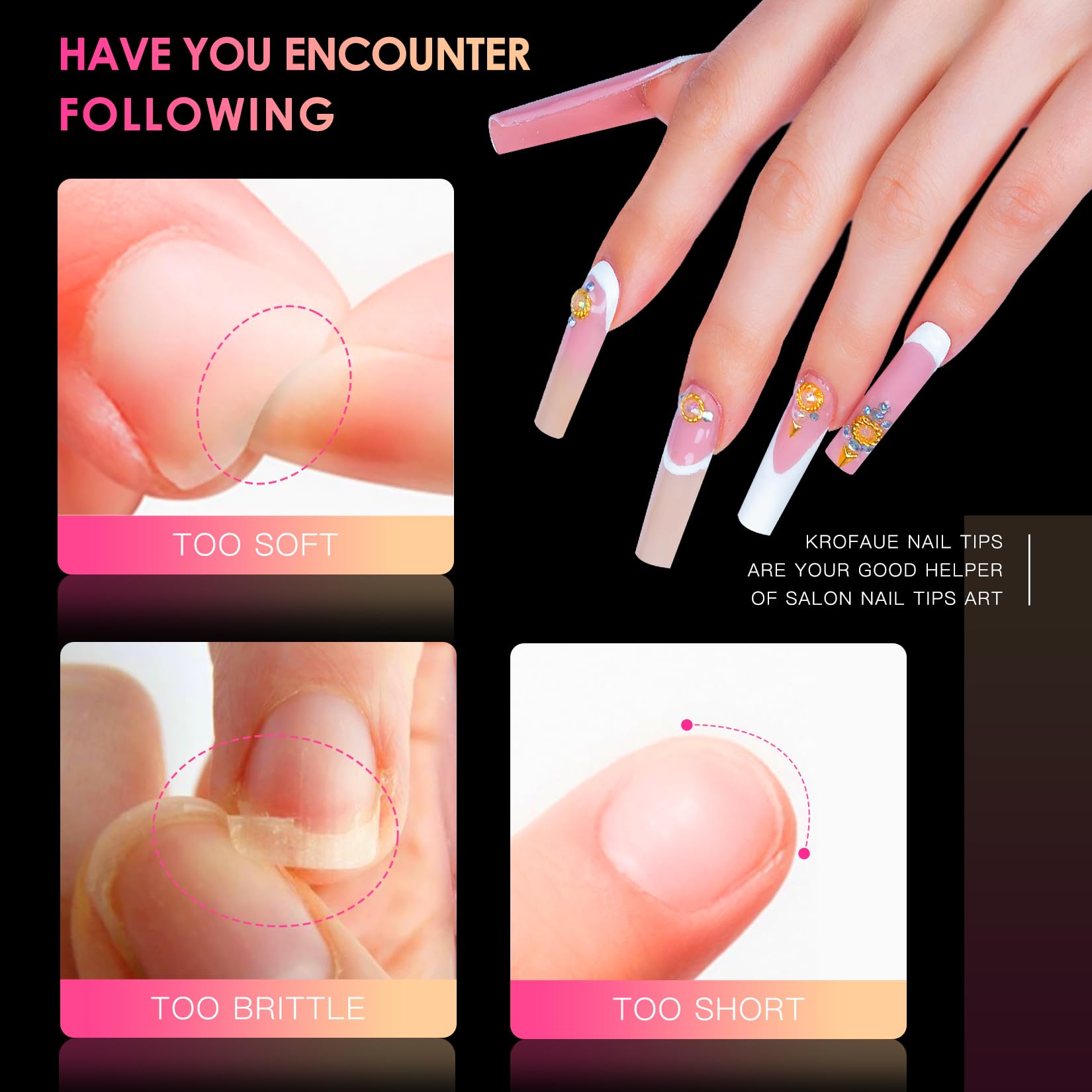 Ranrose nails on hand wearing XXXL tips for a sleek look.