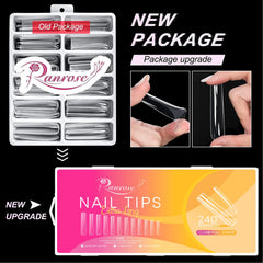 Ranrose XXXL clear square nail tips for dramatic nail art.