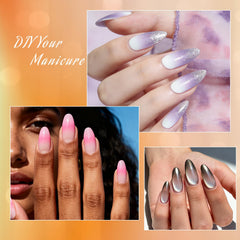 Ranrose half-matte almond nail tips showing natural coverage.