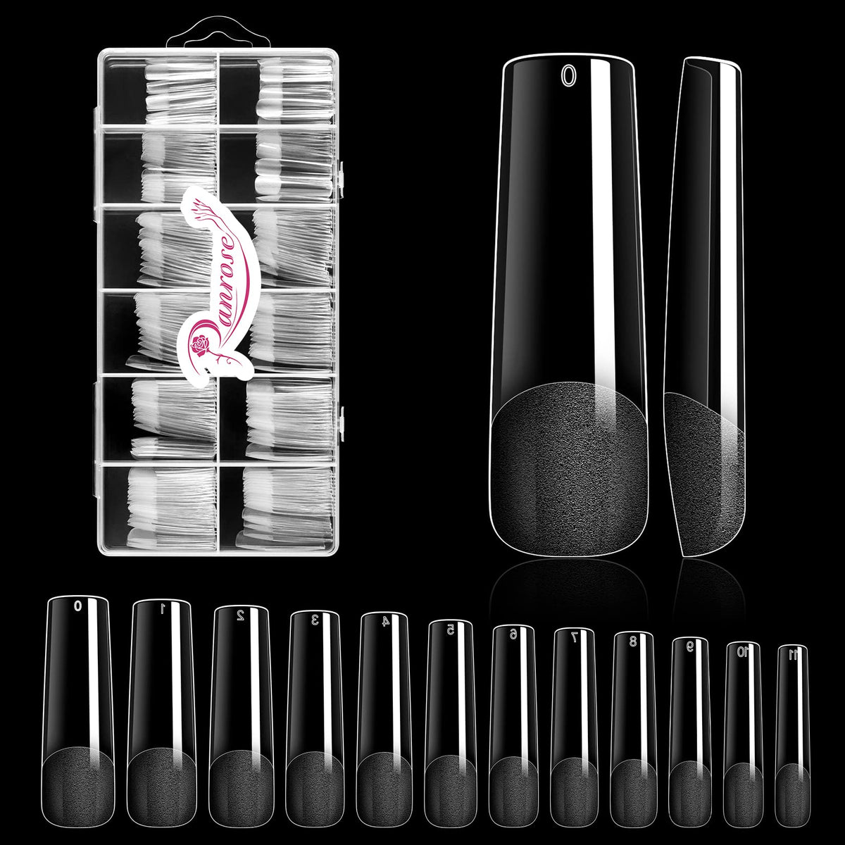 Ranrose long straight nail tips full cover for salon-grade extensions at home