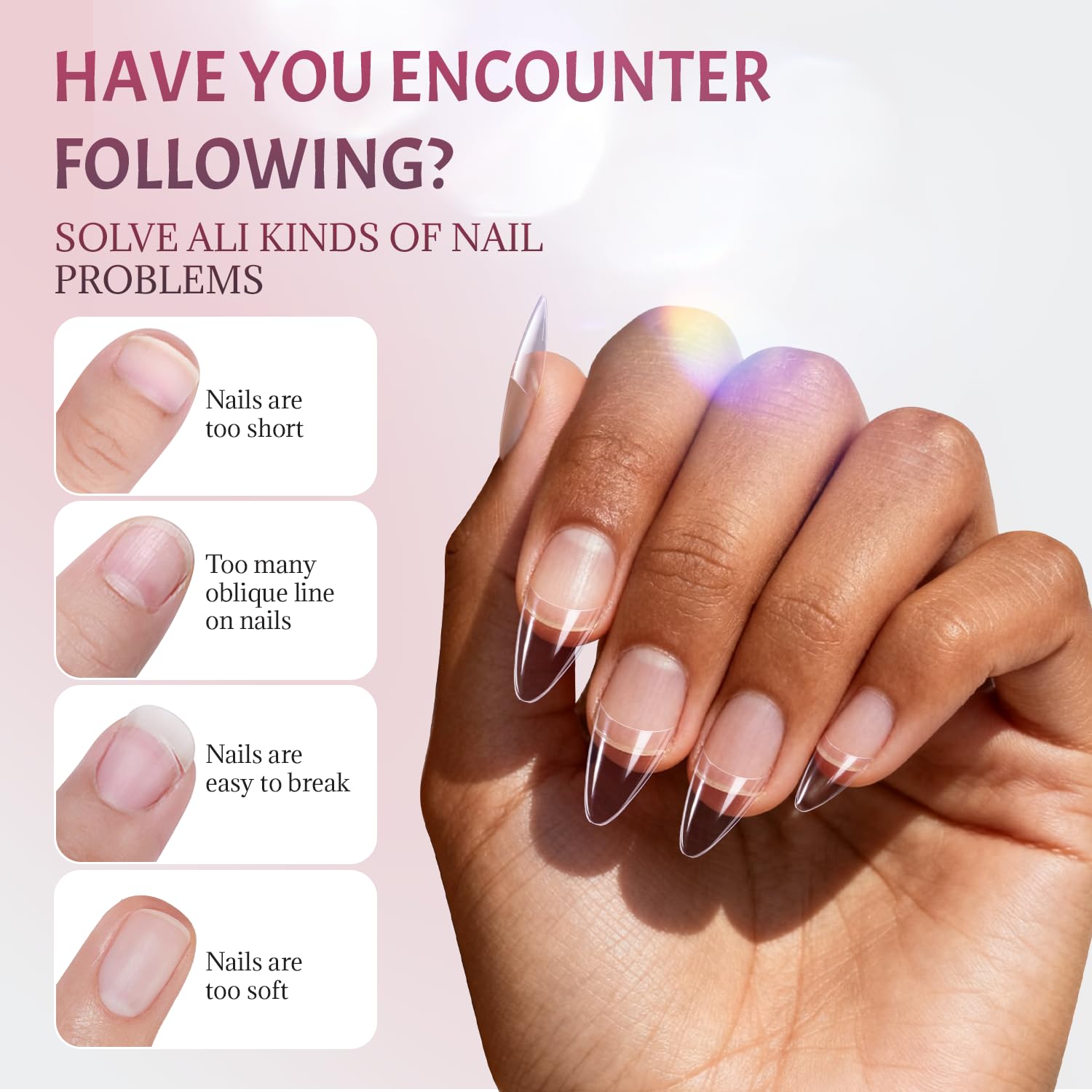 Ranrose reusable almond nail tips for multiple uses
