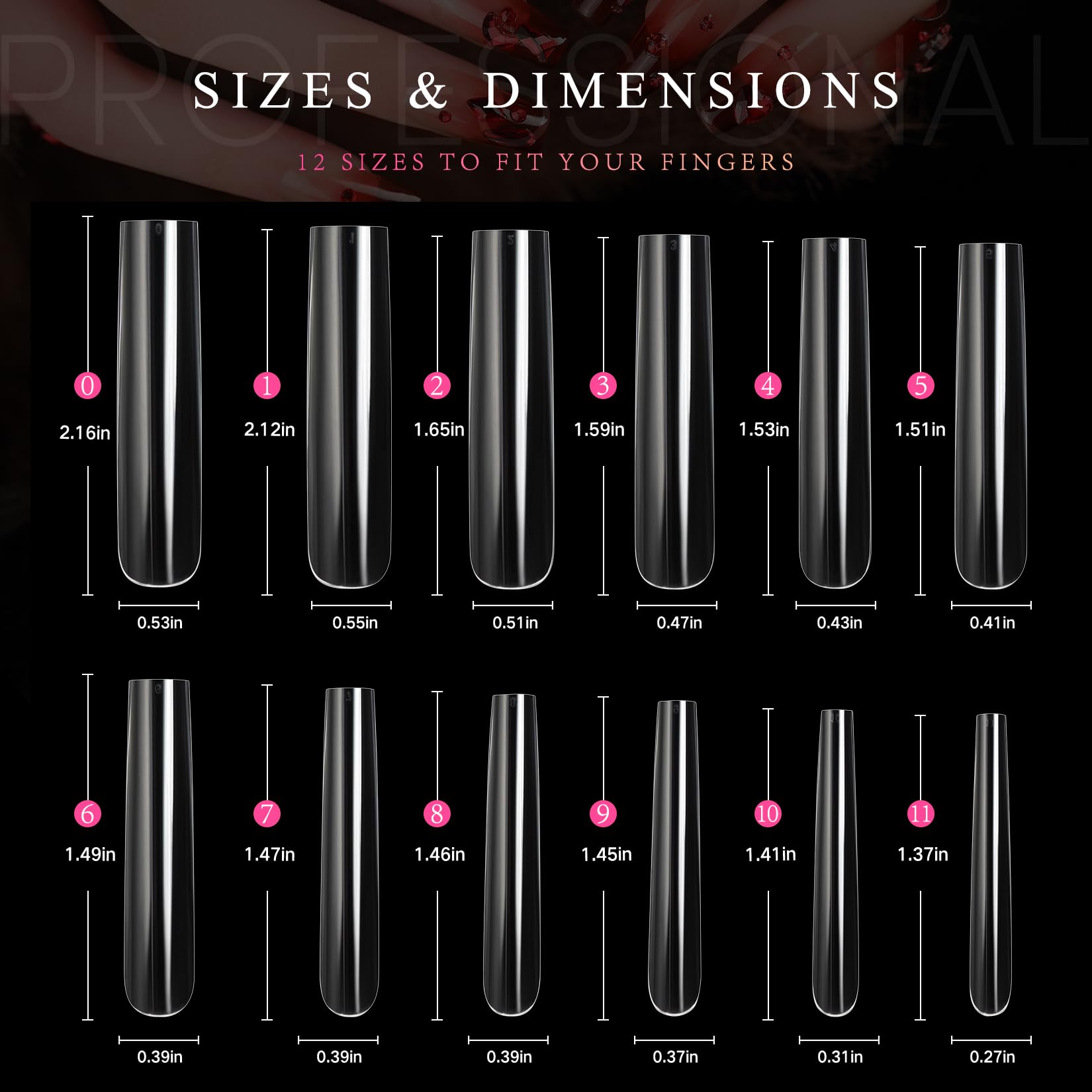 Ranrose transparent long-surface nails ready for decals and rhinestones.