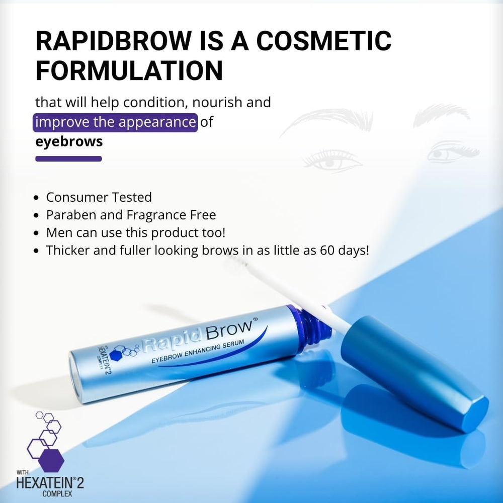 RapidBrow biotin and keratin components highlighted in formula.