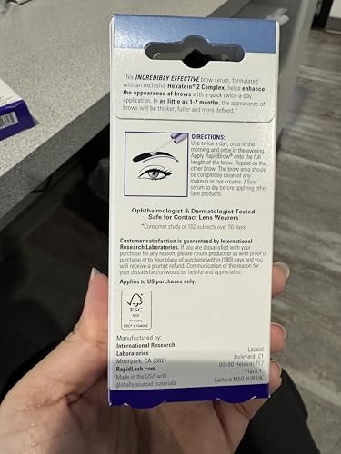RapidBrow bottle label highlights clean, cruelty-free credentials.