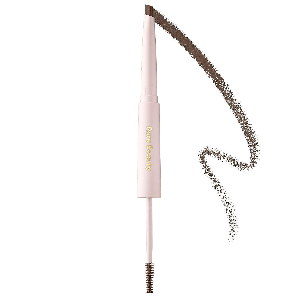 Rare Beauty Brow Harmony pencil close-up showing precise, hair-like strokes for natural brows.
