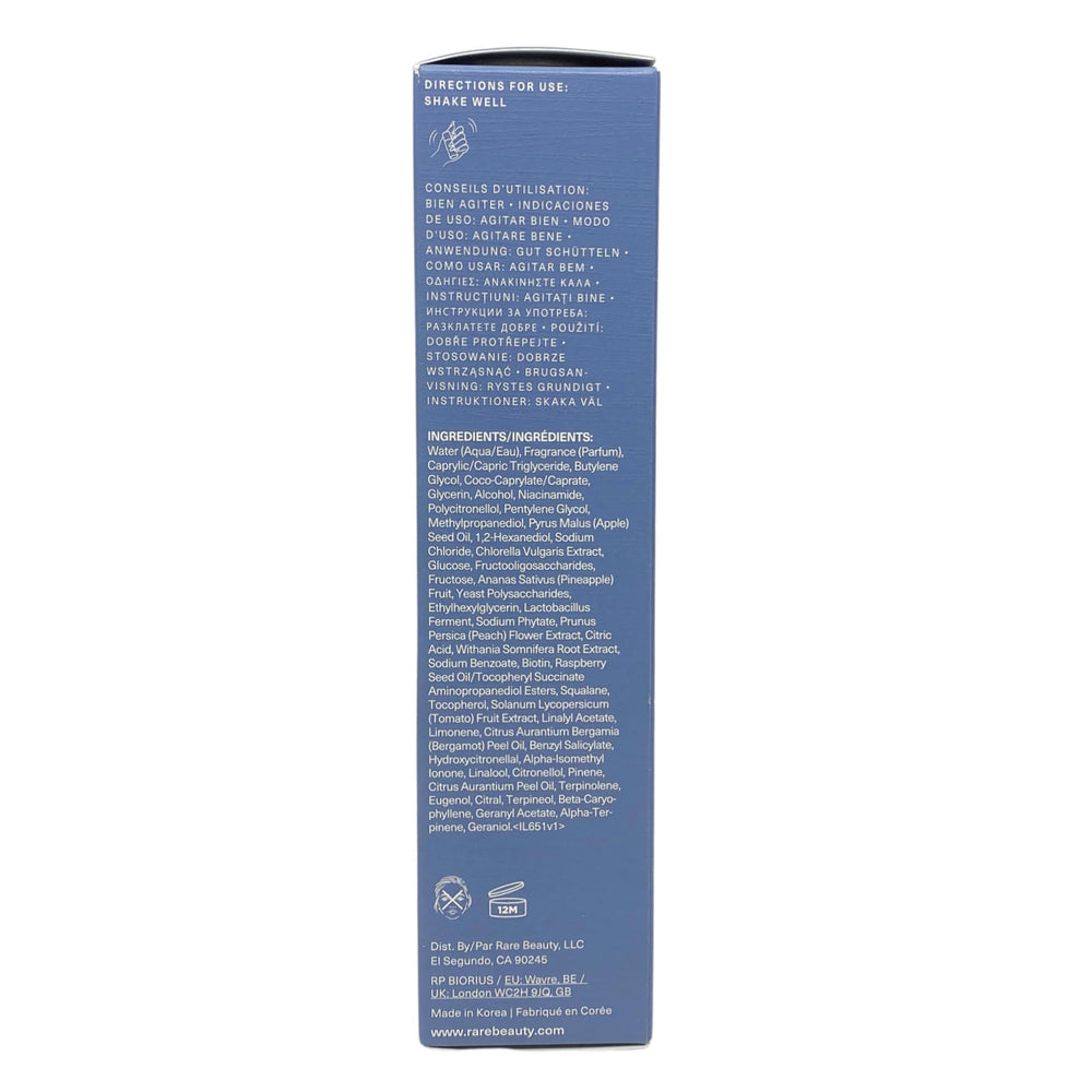 Rare Beauty Find Comfort mist 24h hydration promotes smoother skin and shinier hair.