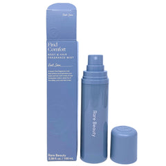 Rare Beauty Find Comfort fragrance mist bottle showcases a crisp honeydew scent and soft hydration.
