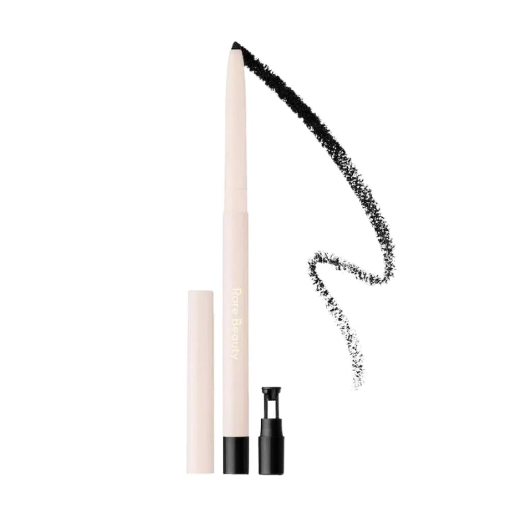 Rare Beauty Perfect Strokes gel eyeliner True Black close-up swatch for long-wear precision