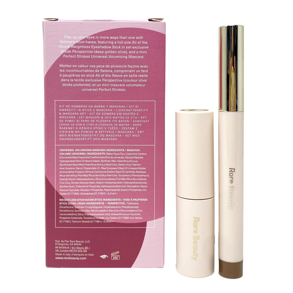 Perspective shade from Rare Beauty Selena's Eye Duo delivers deep golden olive tones.