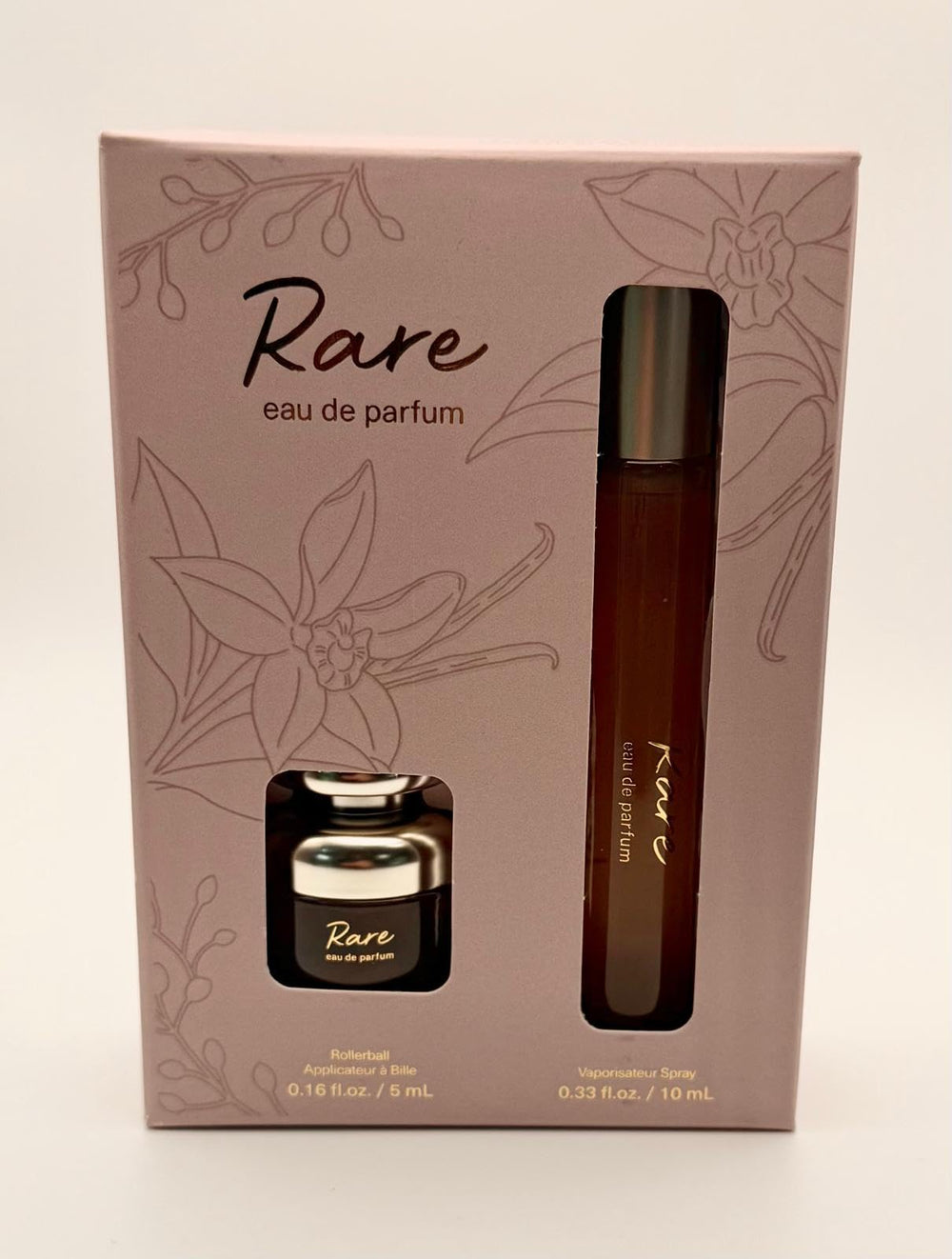 Rare Eau de Parfum Set spray bottle, travel-friendly 10 mL for on-the-go fragrance.