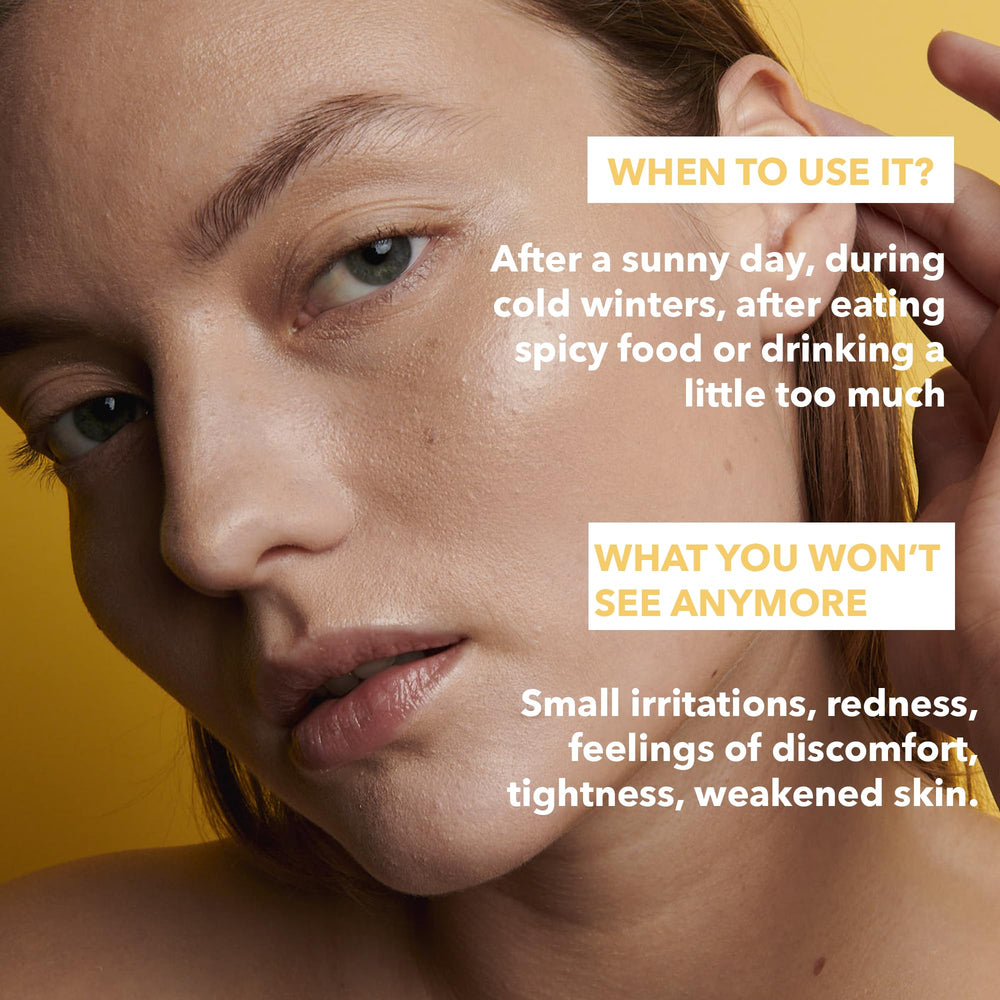 Close‑up of Tresor Solaire sheet mask texture promoting gentle renewal.