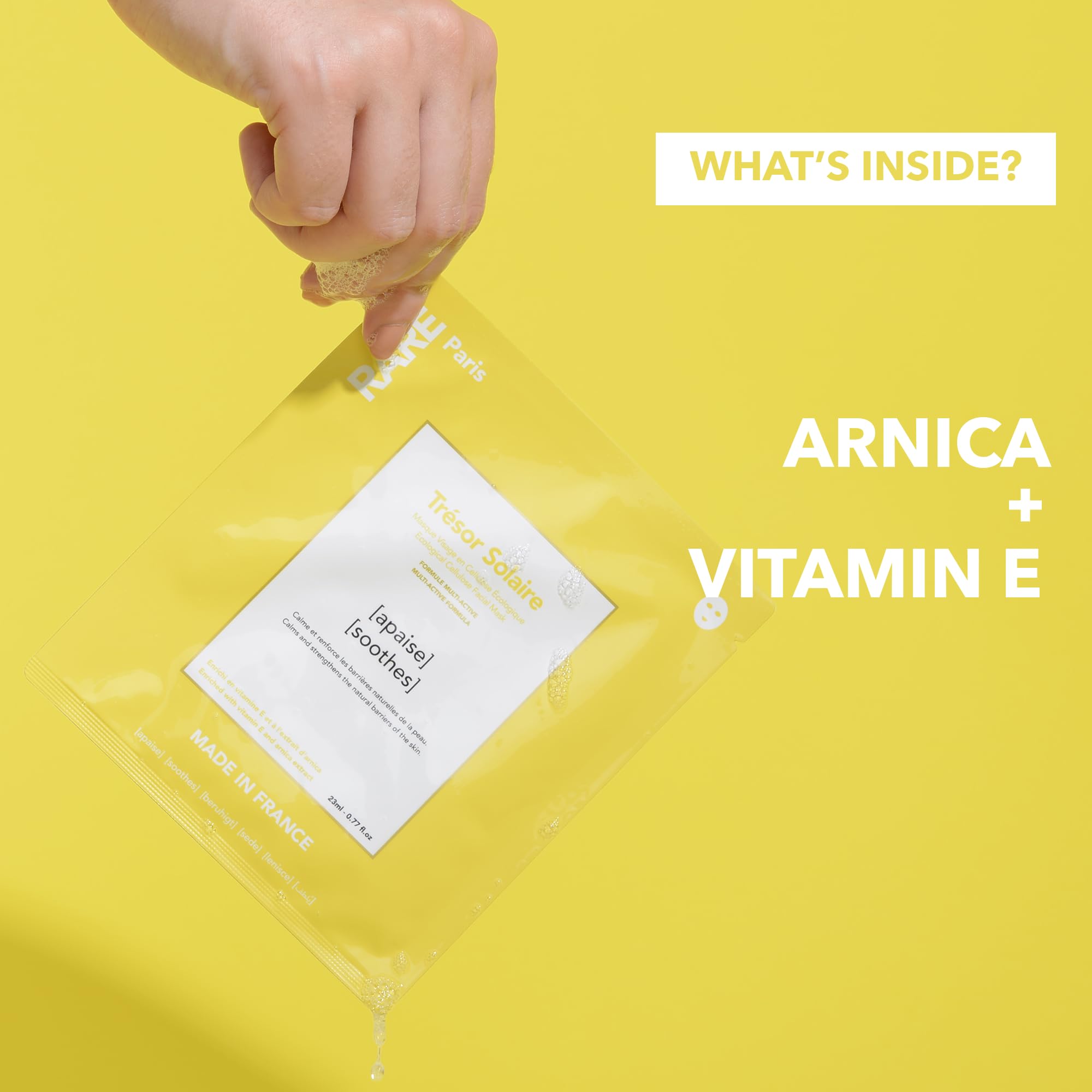 Vitamin E Arnica boost highlighted for skin comfort with RARE Paris.