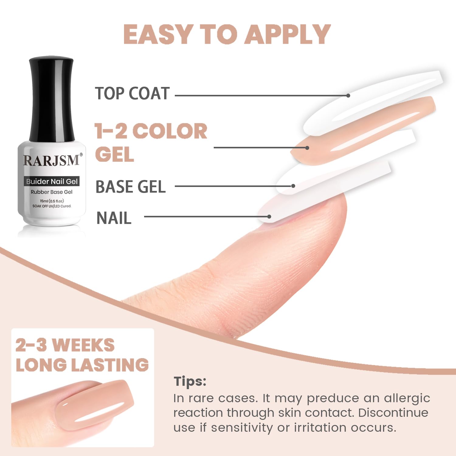 RARJSM 15ml base coat bottle provides ample product for two-hand manicure