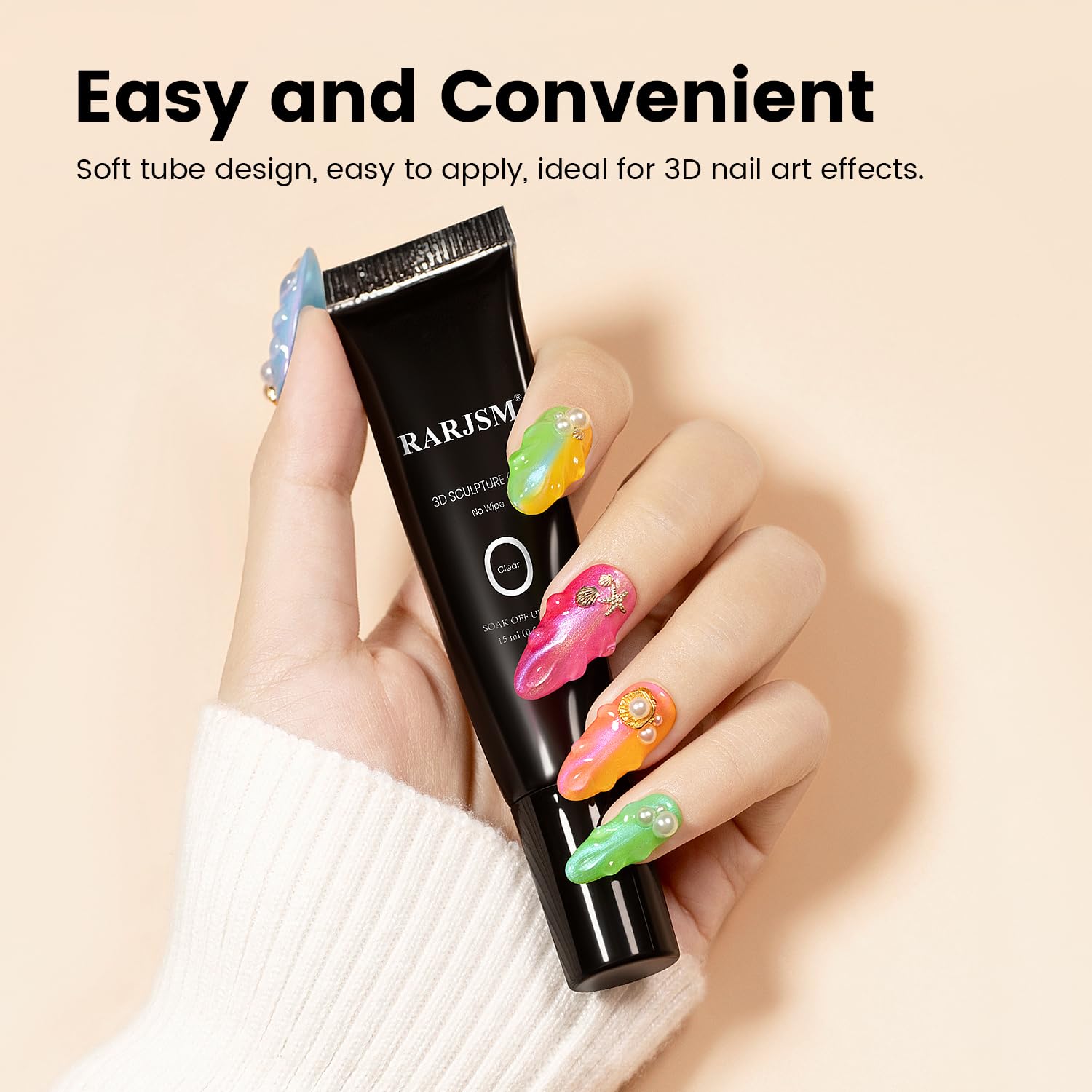 RARJSM 3D line designs application highlights clean lines and depth for nail art.