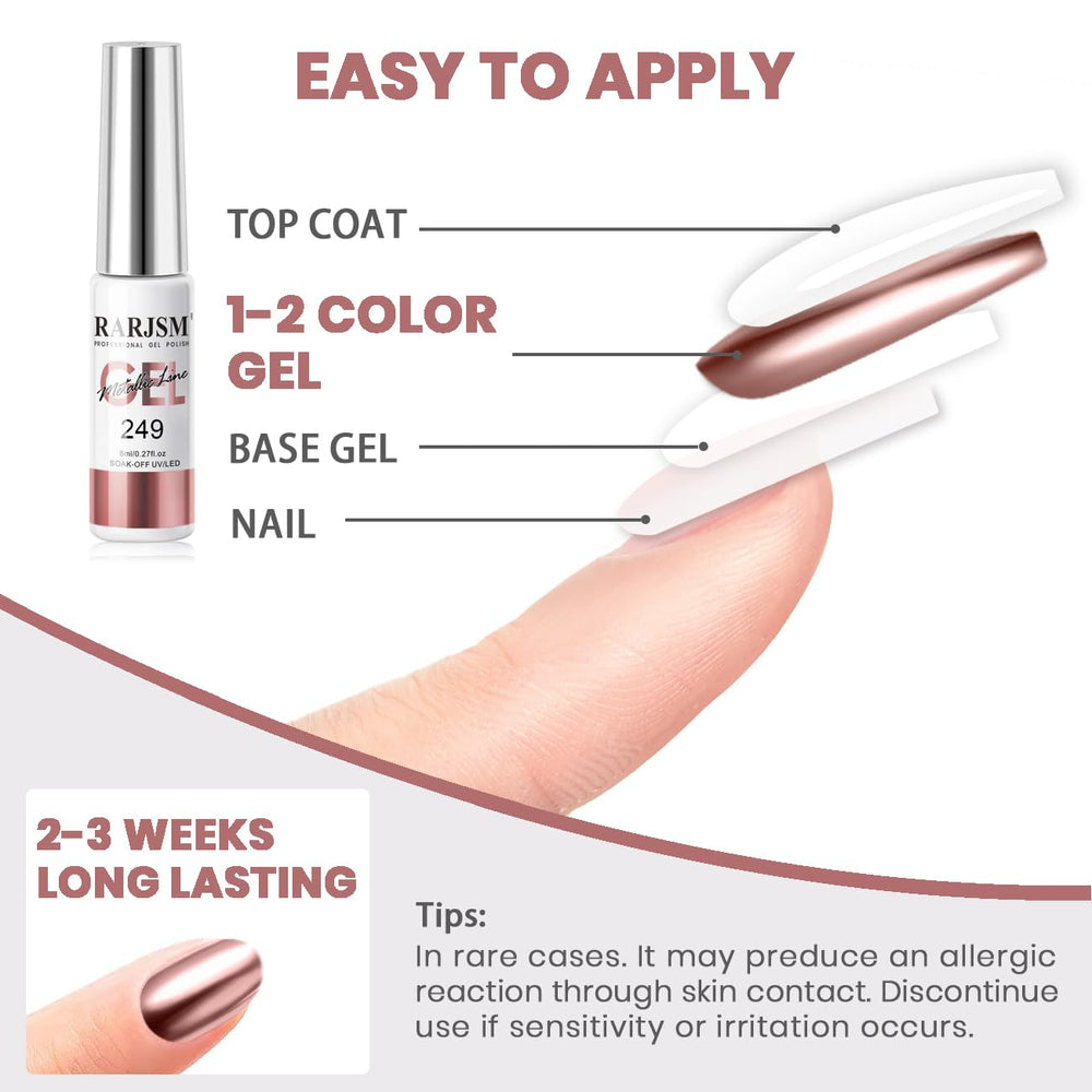 RARJSM 3D metallic gel enables versatile nail art designs.