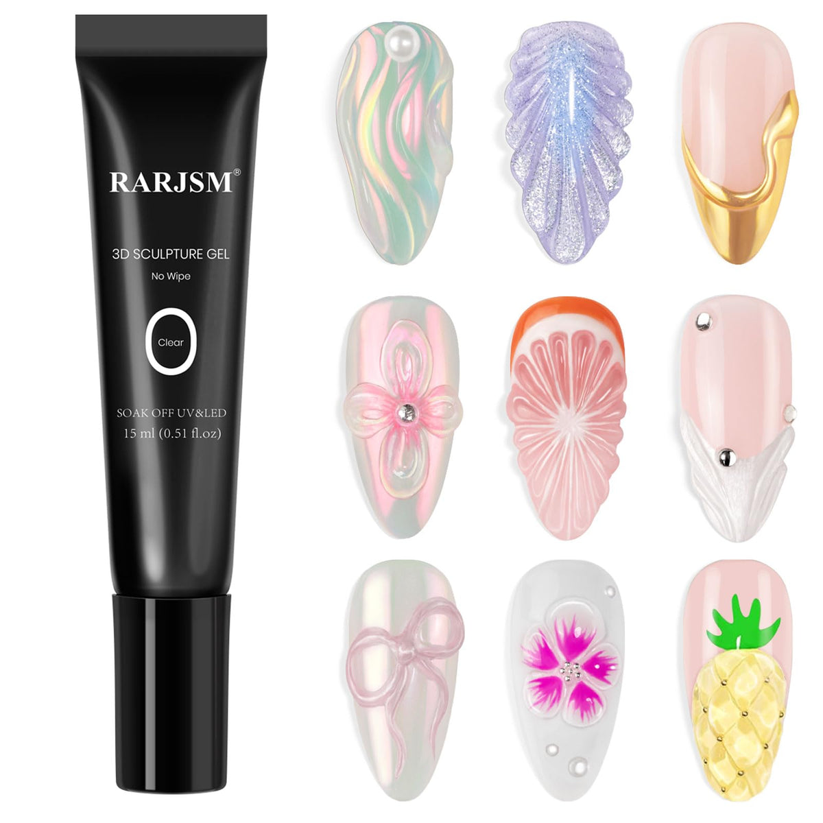 RARJSM 3D Sculpting Gel bottle for precise, dimensional 3D designs.