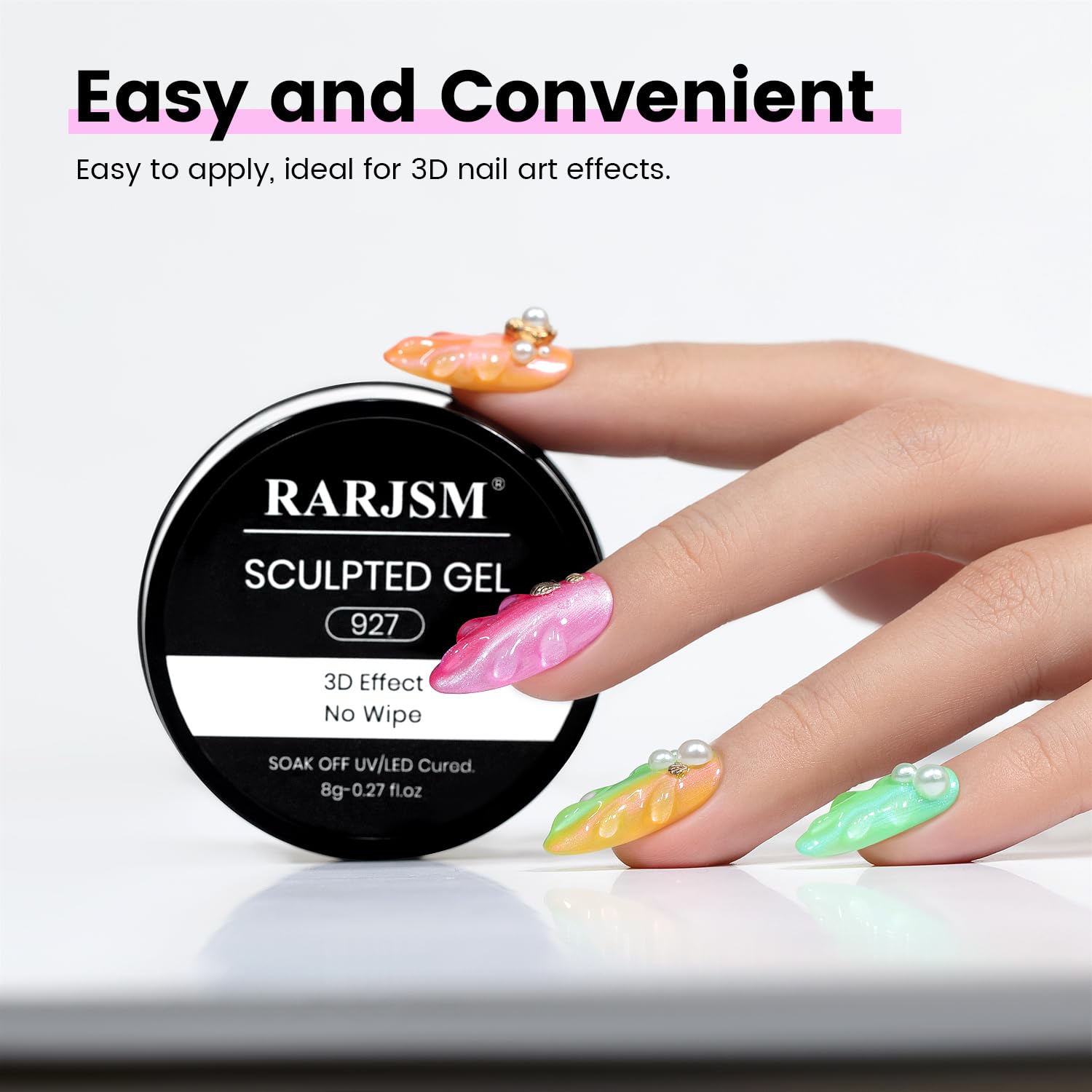 RARJSM 3D Sculpting Gel base for chrome powder application