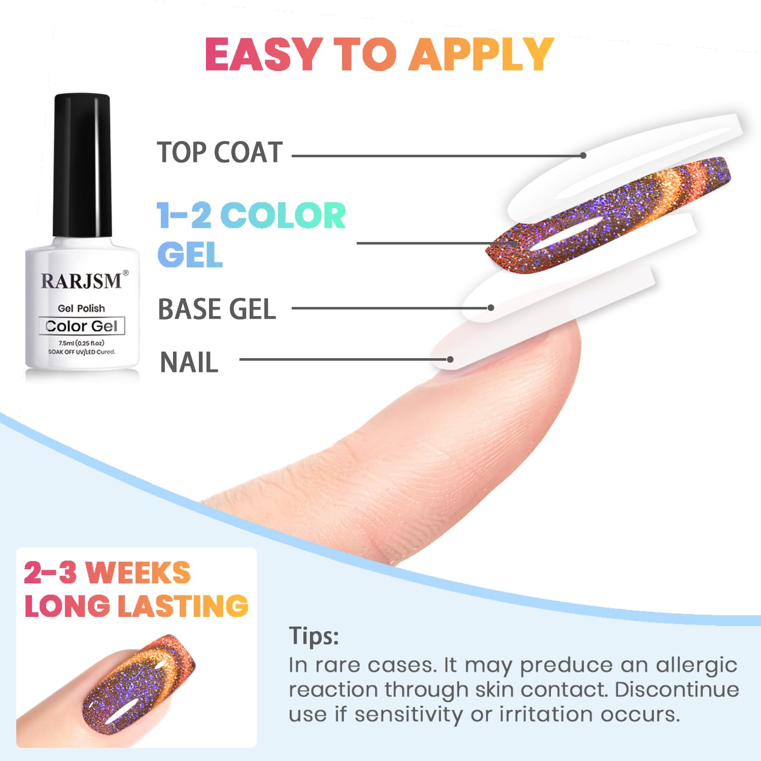 RARJSM 9D chameleon cat eye glitter gel bottle showing magnetic cat eye effect at home