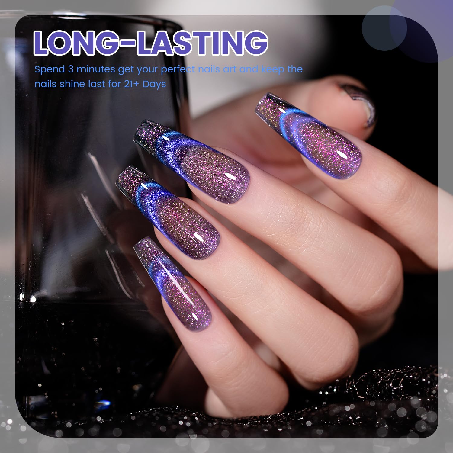 RARJSM 9D chameleon cat eye purple polish with color shift glow for stylish nails
