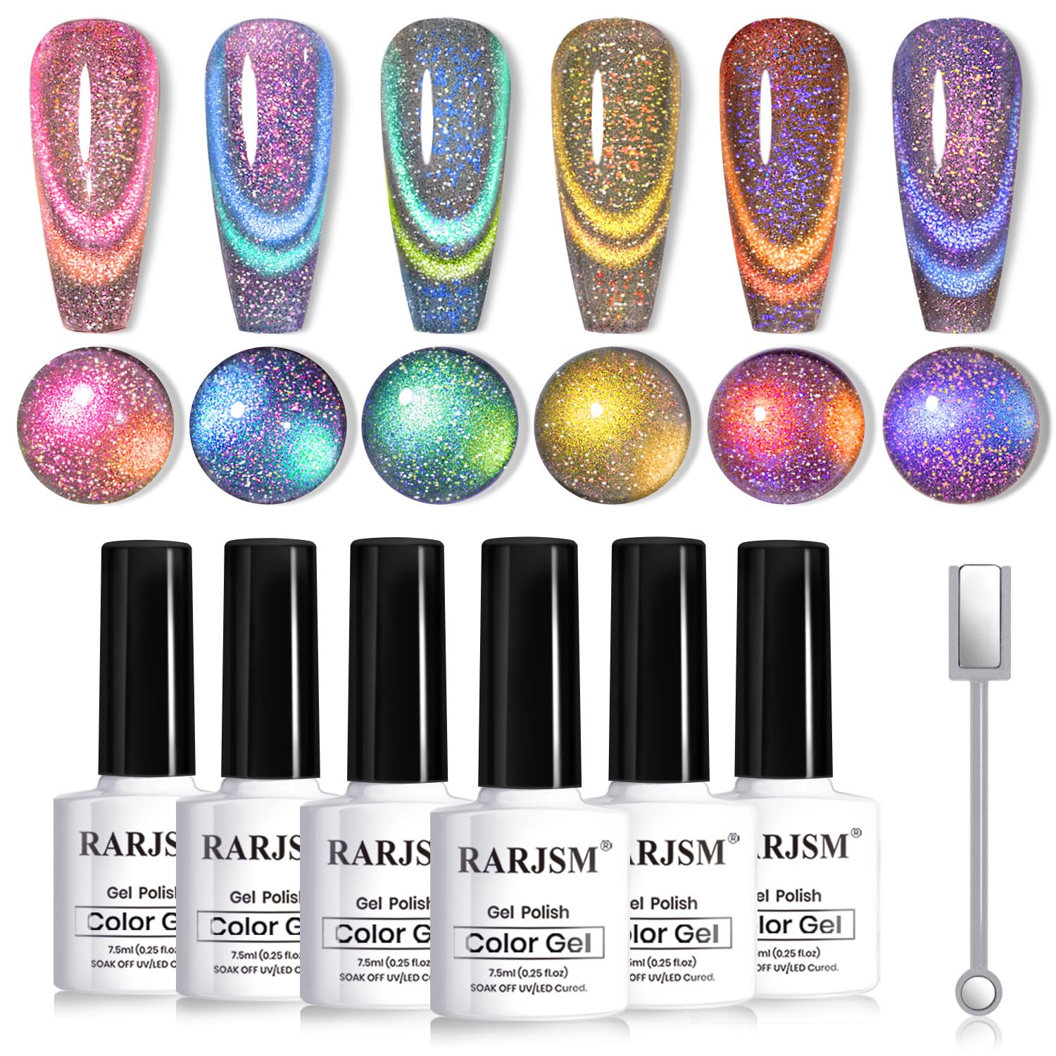 RARJSM 9D chameleon cat eye red polish with magnetic shimmer for vibrant nails