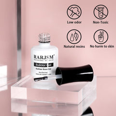 RARJSM applying clear base gel on nails for smooth, even results.