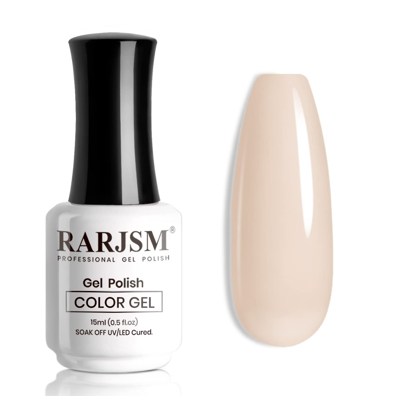 RARJSM Apricot Nude gel polish bottle with milky cream finish for elegant French tips.