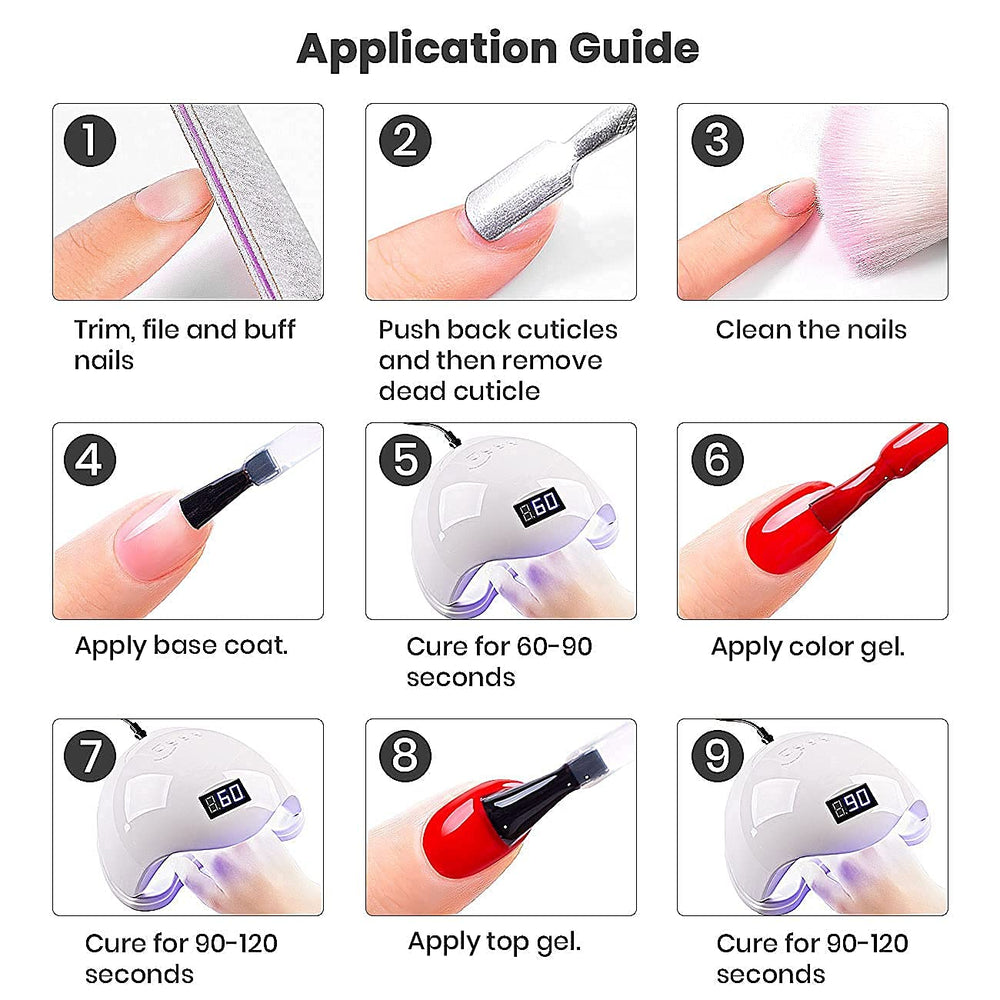 RARJSM at-home application steps guide demonstrates simple steps for neat nails.