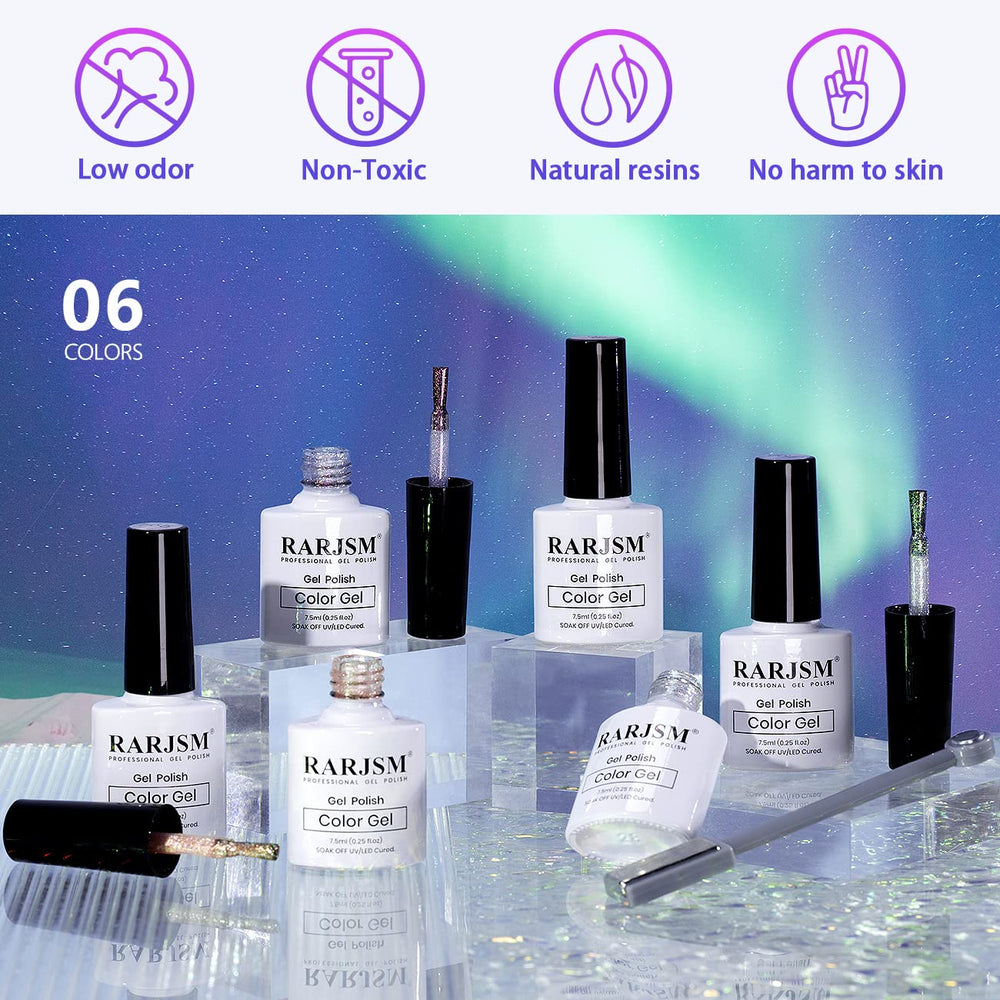 RARJSM Aurora Cat Eye green bottle showing shifting shimmer on nails