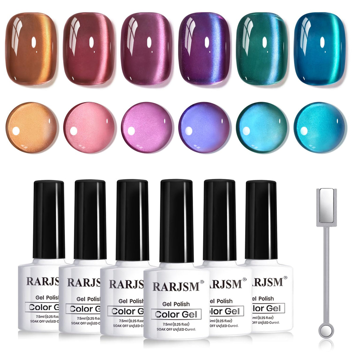 RARJSM Aurora cat-eye polish pink bottle with multidimensional shimmer